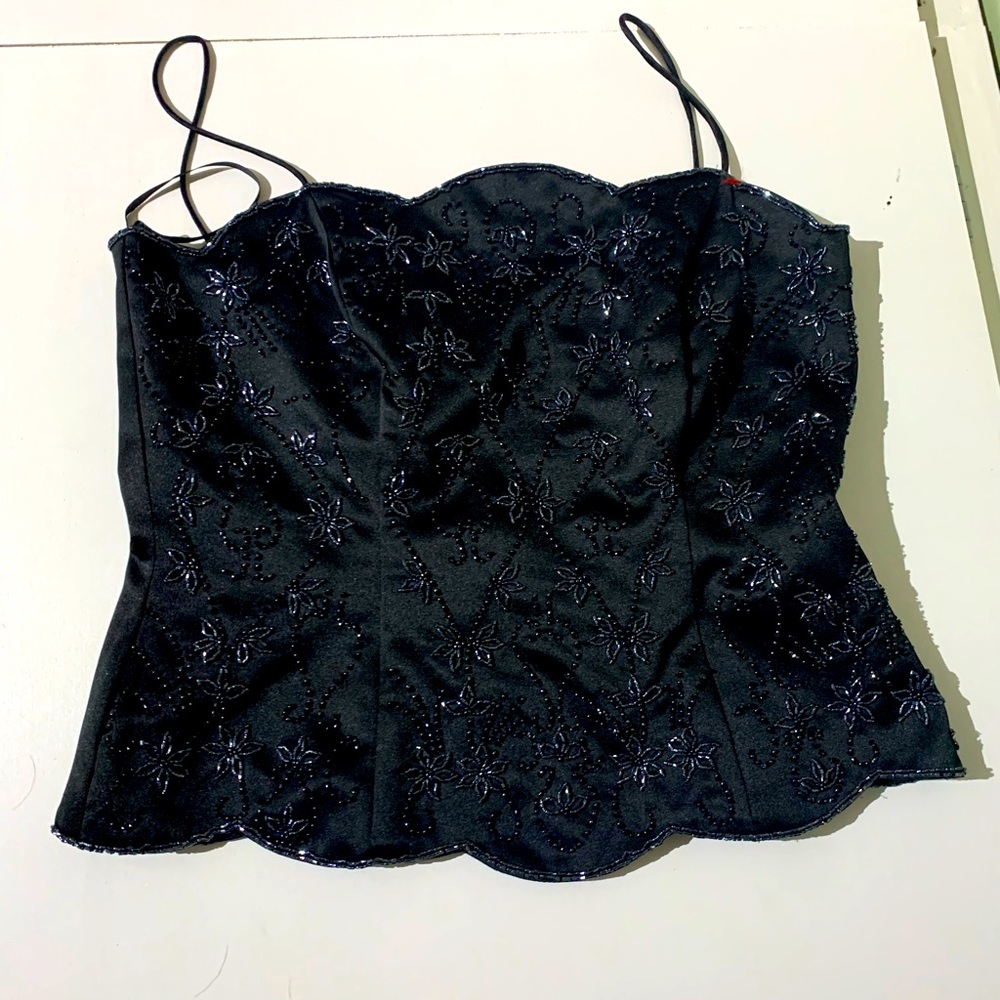 Cache Beaded Bustier Top